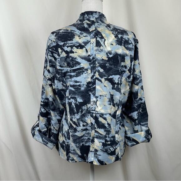 Chico’s Navy, White, Blue and Tan Print GorpCore Jacket NWOT Size 12 - Picture 4 of 12